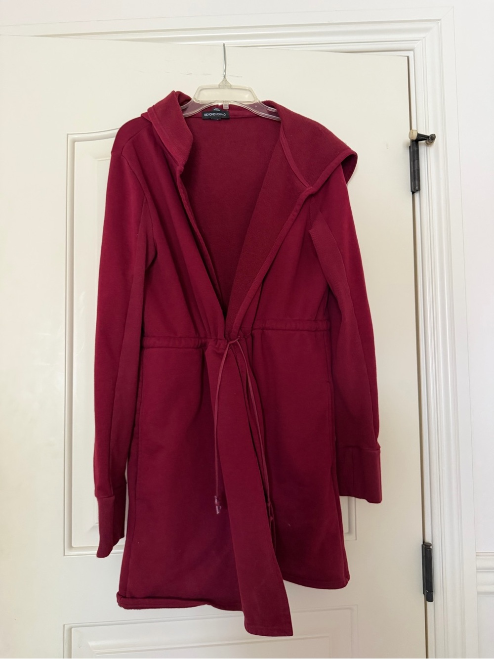 Beyond Yoga Burgundy Hooded draw string Cardigan S